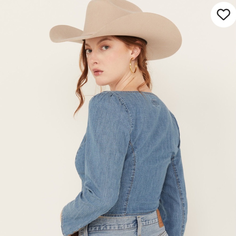 Levi's Daryn Corset Blue Button Down Denim Top - Picture 4 of 10